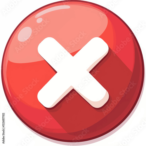 Shiny Red Circle With White Cross Graphic