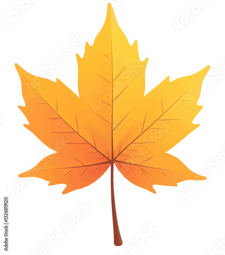 Vibrant Yellow and Orange Maple Leaf Illustration