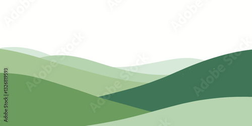 Watercolor Green Hills Landscape Art Background