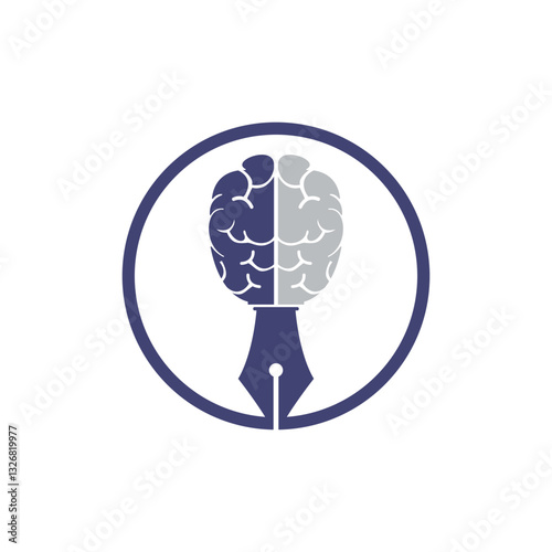 Brain pen vector logo design template. Smart creative education logo concept.