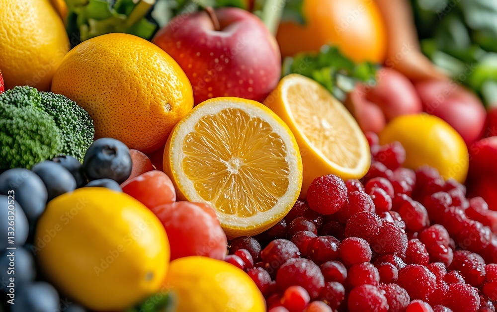 Vibrant and healthy arrangement of fruits and vegetables