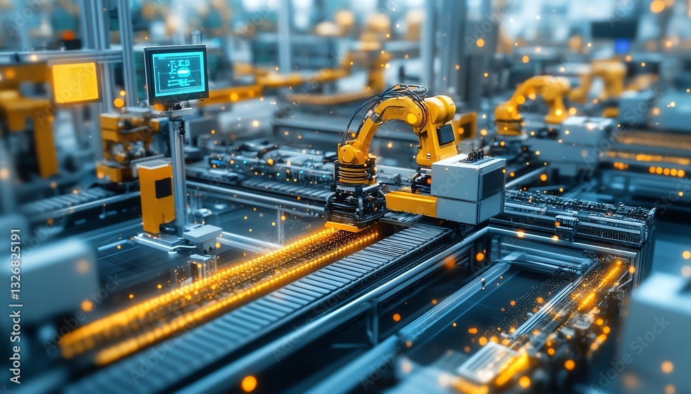 Automated robotic factory production line Automated robotic factory production line