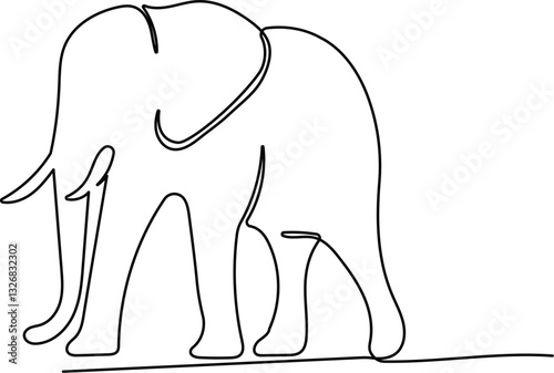 Elephant continuous one line drawing. Editable stroke on a white isolated background. Vector illustration