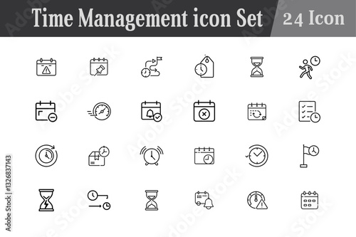 Time Schedule Management Editable Icon Set, 