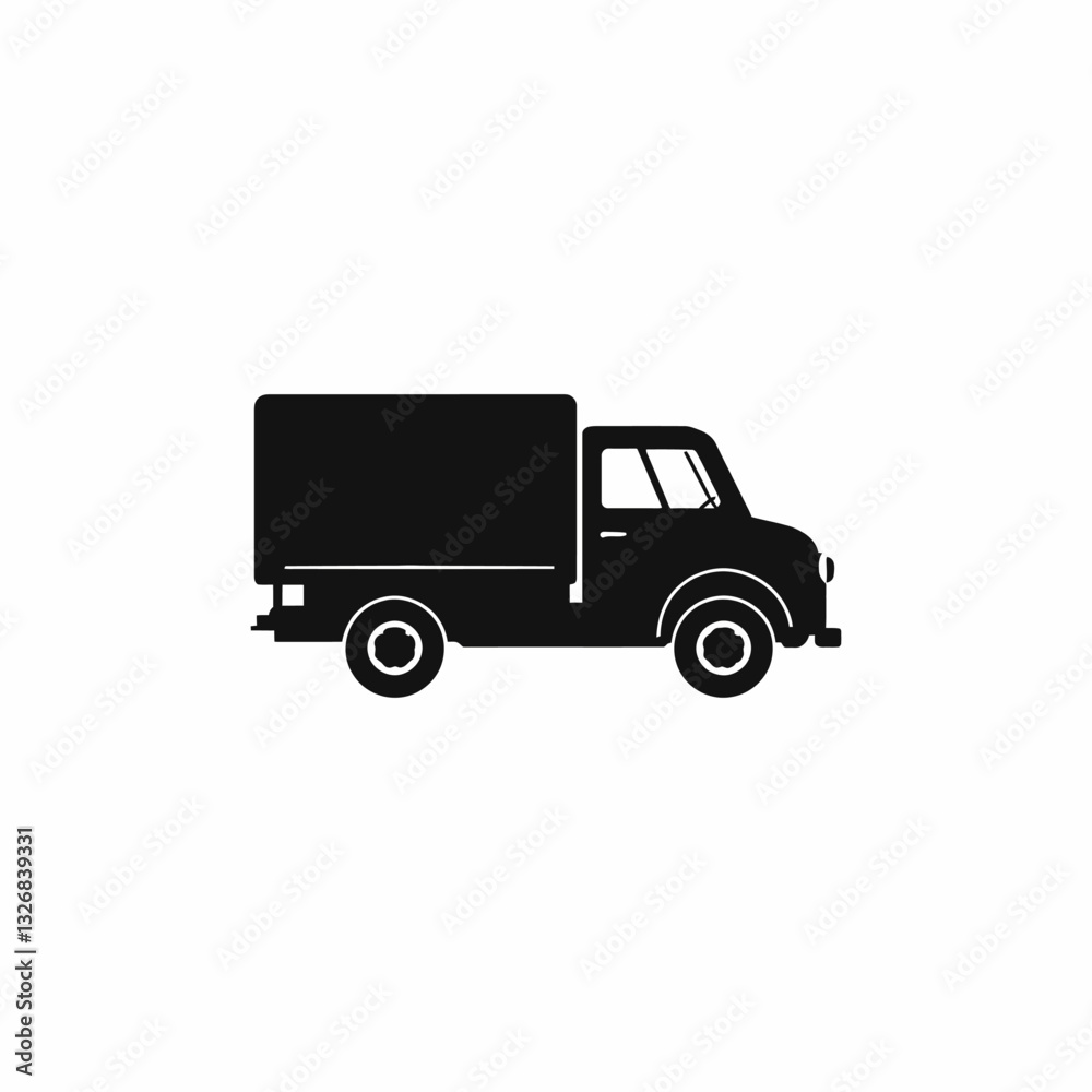 truck icon ,Delivery Truck Silhouette Vector: Minimalist Black Transport Icon with Boxy Cargo Area truck icon ,Delivery Truck Silhouette Vector: Minimalist Black Transport Icon with Boxy Cargo Area