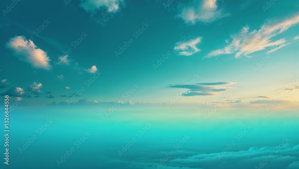 Fototapeta premium A refreshing tropical gradient transitioning from deep teal to bright aqua blue, evoking a tropical beachside atmosphere.