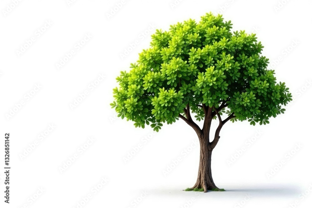 Fototapeta premium Tree isolated on white background with subtle texture, trunk, white