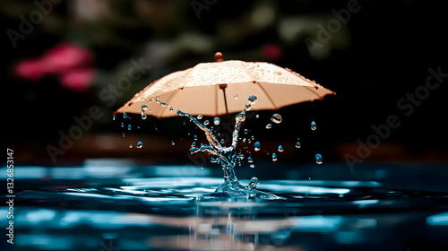 Wallpaper Mural A small umbrella shields from water droplets rising up beautifully Torontodigital.ca