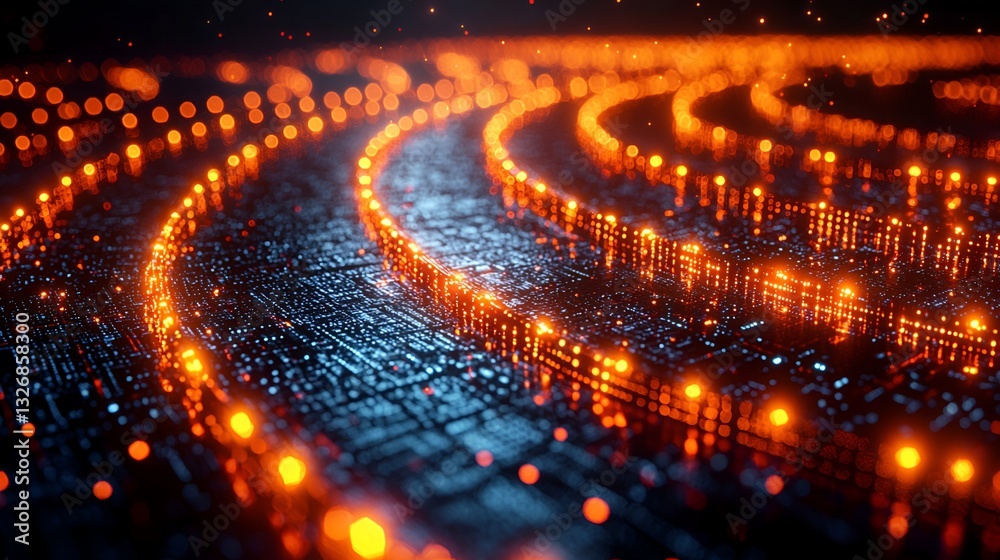 Naklejka premium Abstract city network swirling in deep space