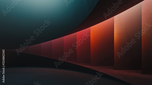 Abstract architectural interior design with colored columns