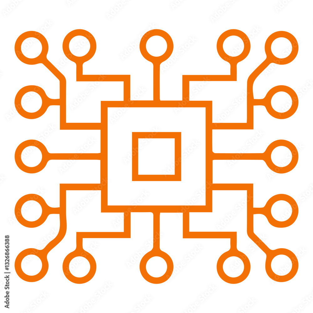 circuit technology yellow icon circuit technology yellow icon