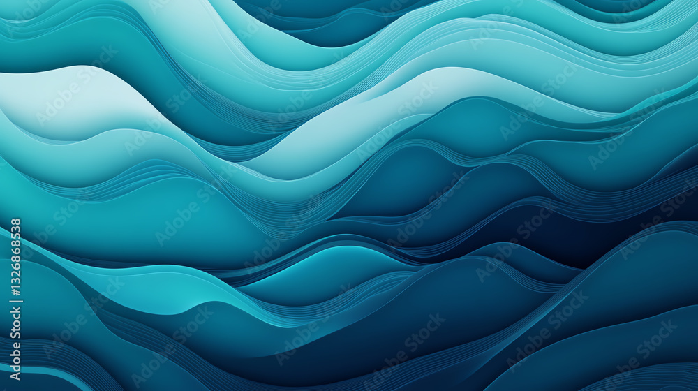 Fototapeta premium Abstract wave patterns in shades of blue.