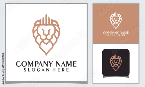 minimalist lion head logo design, head line lion icon design template