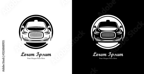 taxi car logo design combined with a circle