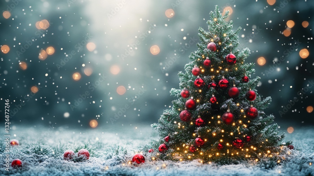 Realistic Christmas Background with Christmas Tree Portrait in Ar169 Aspect Ratio Realistic Christmas Background with Christmas Tree Portrait in Ar169 Aspect Ratio