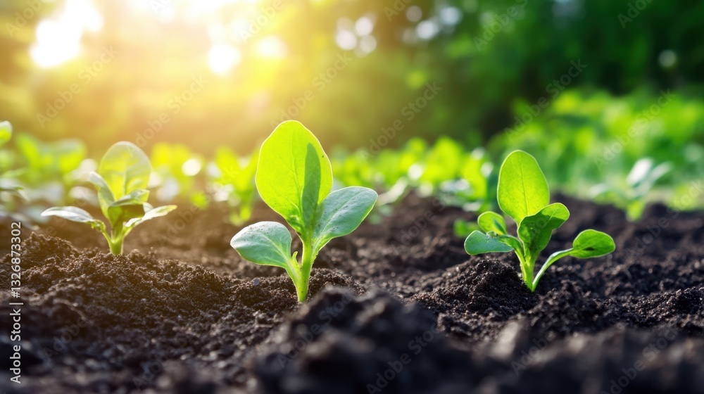 Fototapeta premium Garden soil Quality garden soil is crucial for healthy plant growth.