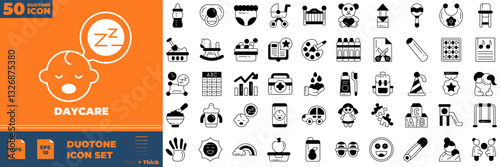 Daycare Duotone Editable Icons set