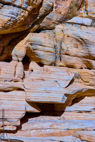 Sedimentary Rock Layers Close-Up in Harsh Light