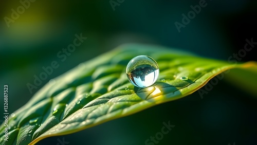 Macro Shot of a Dewdrop on a Leaf