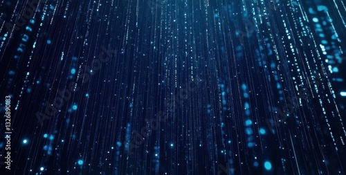Sparkling particles falling creating a magical blue light trail