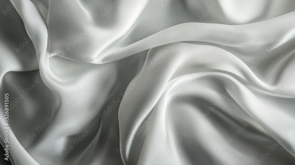 Obraz premium Luxurious flowing gray silk fabric with soft texture and elegant waves