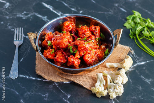 Gobi Manchurian is a crispy, spicy Indo-Chinese dish made with battered, fried cauliflower tossed in a tangy, flavorful soy-garlic sauce.
