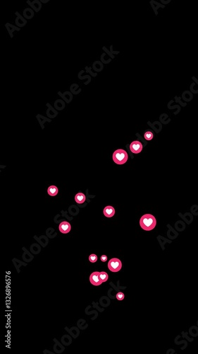 Symbol heart of love floating up. alpha channel