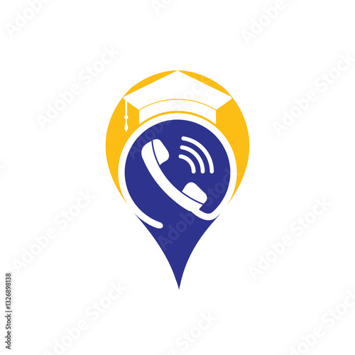 Education Call vector logo design template. Graduation cap and handset icon logo.