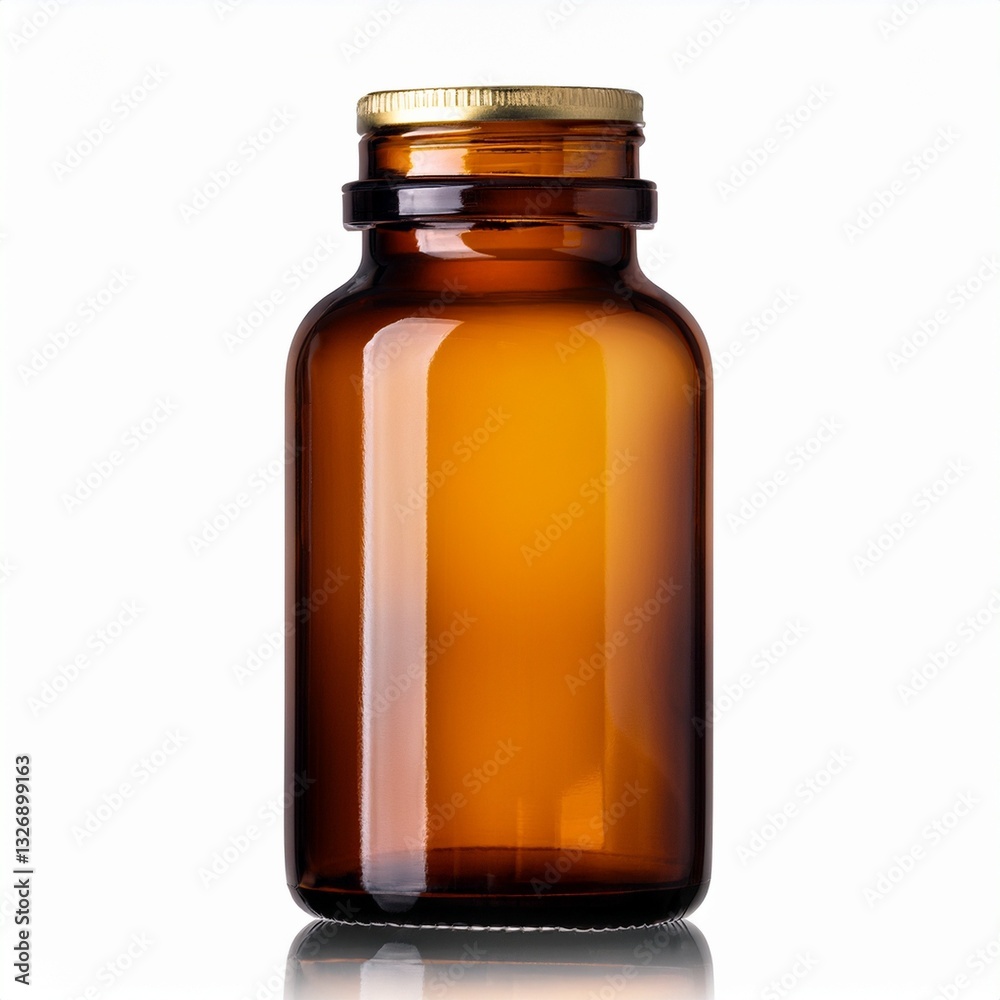 glass bottle with blank label on white