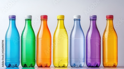 Colorful plastic bottles represent various resin codes, illustrating recyclability and sustainability. This image serves as a guide to understanding recycling symbols.