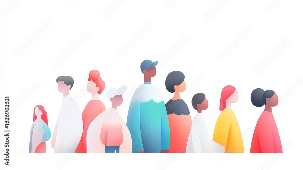 Obraz premium Diverse Group of People in Modern Illustration