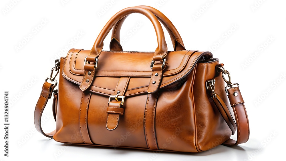 Naklejka premium Leather bag isolated on white Background