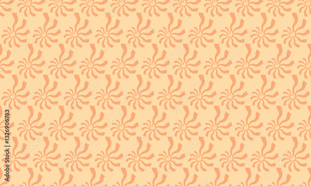 Fototapeta premium Seamless pastel peach pattern with stylized sunburst motifs. Perfect for backgrounds, textile design, or website templates. Evokes feelings of warmth, joy, and retro style.