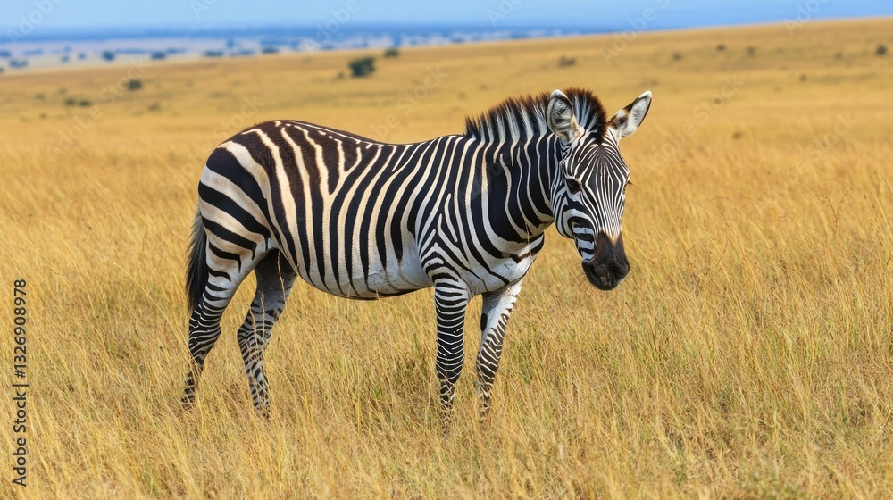 Naklejka premium Zebra in African grassland
