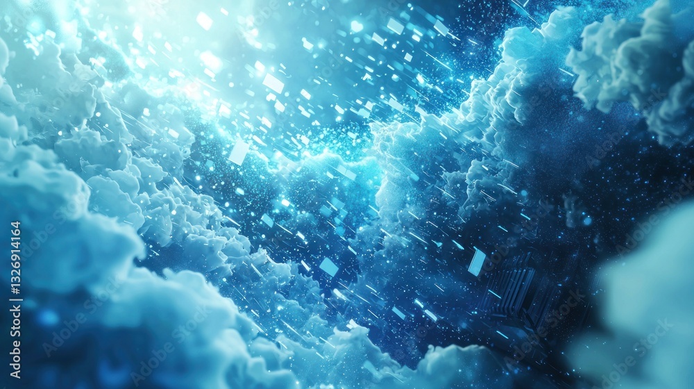 Obraz premium Celestial Cascade: A Dreamlike Digital Artwork