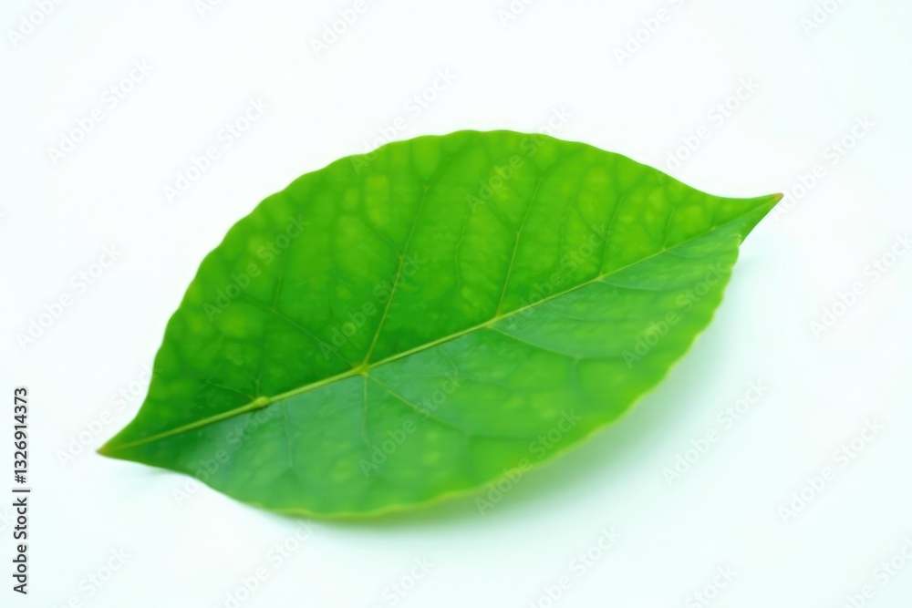 Fototapeta premium Delicate green leaf isolated on white background, green, flower, leaf