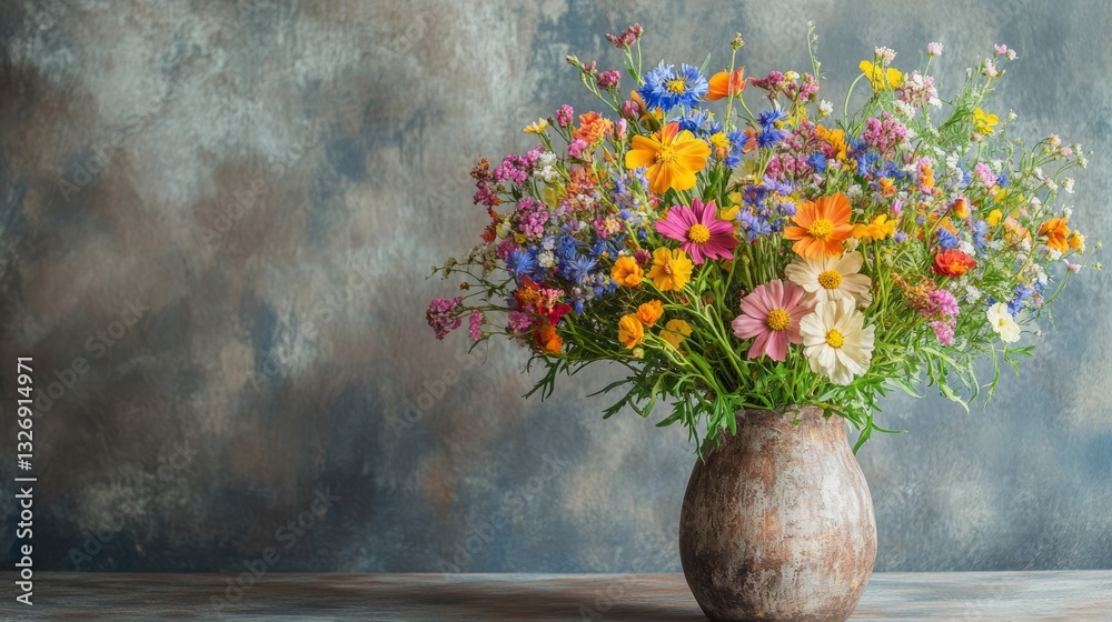 Rustic Vase Wildflowers Summer Still Life Rustic Vase Wildflowers Summer Still Life