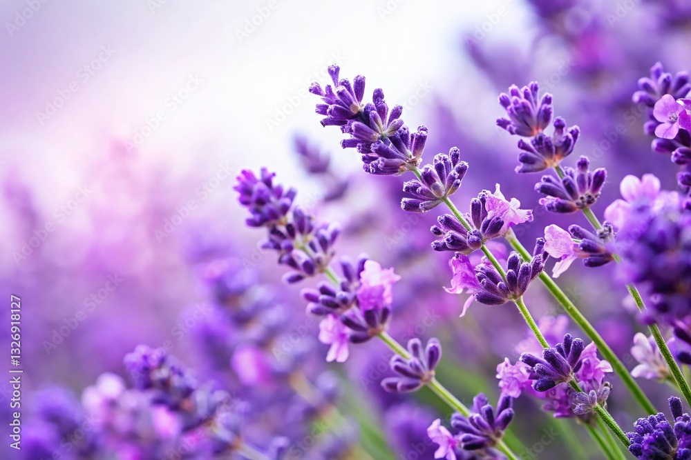 Fresh Purple Lavender Flowers Border -  Beautiful Floral Frame with Copy Space for Text