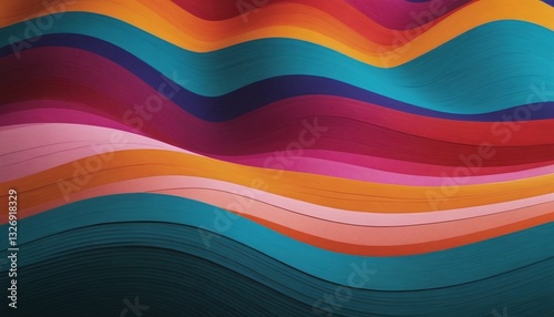 Vibrant, flowing lines of teal, blue, orange, red, pink, and purple intertwine in a close-up abstract composition, creating a dynamic, colorful, and layered design