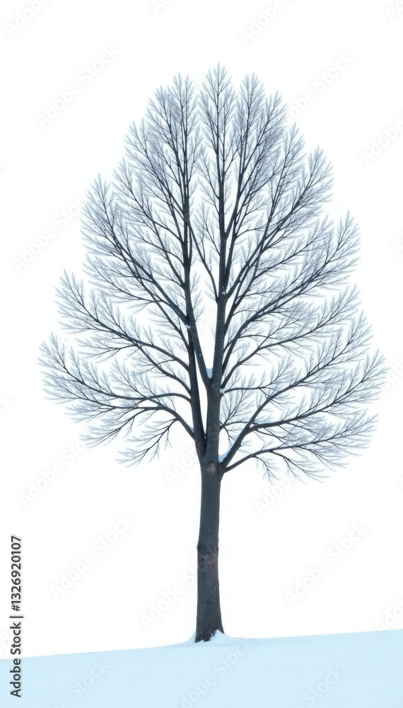 Fototapeta premium Isolated tree branches against snowy white background, winter, frozen landscape