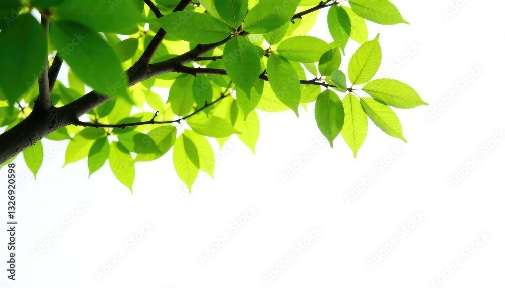Isolated tree branches with leaves on white background, tree, foliage Isolated tree branches with leaves on white background, tree, foliage