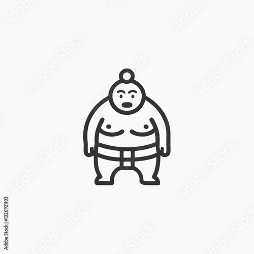 Sumo wrestler sign. Fat, overweight man. Traditional sport of Japan. minimalist head logo, Icon, element. Vector illustration