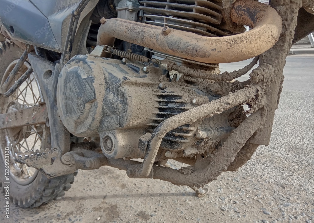motorcycle engine in the mud after motocross motorcycle engine in the mud after motocross