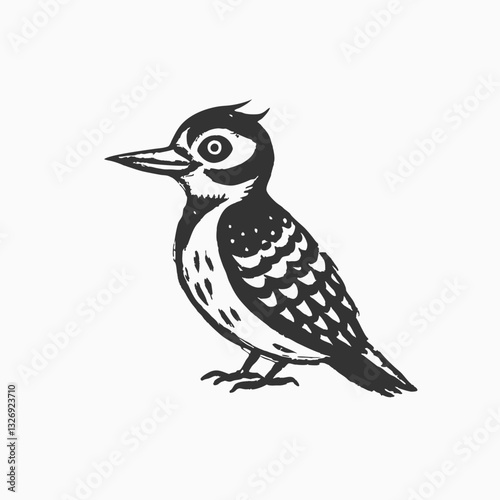 Cute woodpecker bird. Suitable for educational posters, logos, Woodpecker Cartoon Cute Bird Black silhouette illustration
