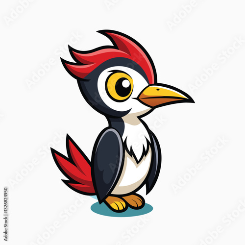 Cute woodpecker bird. Suitable for educational posters, logos, Vector illustration