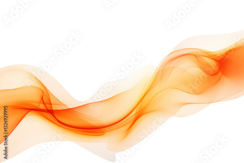 A soft, glowing orange smoke trail flowing smoothly across the white background