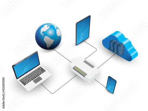 Cloud computing concept. Global networking.