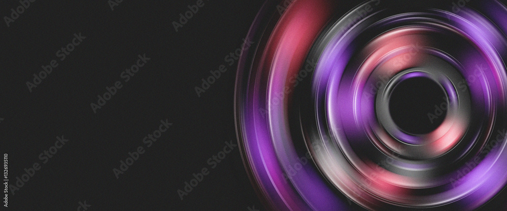 Obraz premium Spin blur effect in purple and red colors with grainy texture on dark background