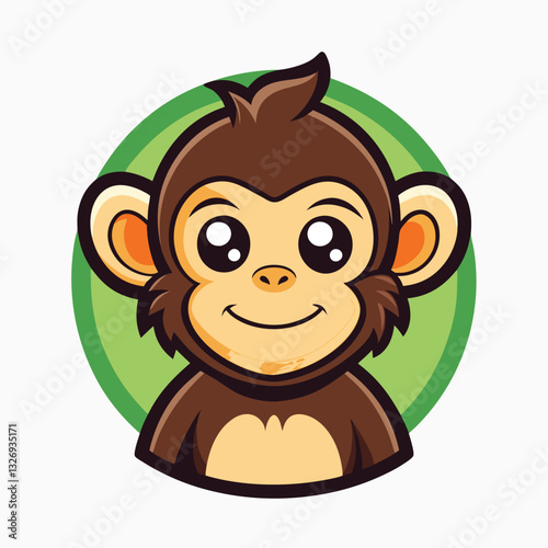 Cheerful Cartoon Minimalist digital drawing woodland chimpanzee Vector Hand Drawn Illustration Isolated On Transparent Background