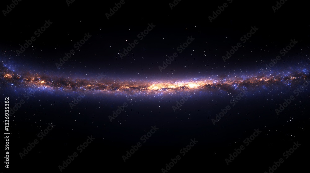 Obraz premium Colorful Galaxy with Bright Stars and Nebulae, A stunning view of a colorful galaxy with bright stars and nebulae, showcasing a vibrant cosmic landscape